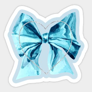 Blue Bow with heart Sticker